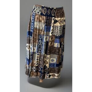 Vintage Sag Harbor Midi Skirt Women's Size Large Elastic Waist AOP USA Made